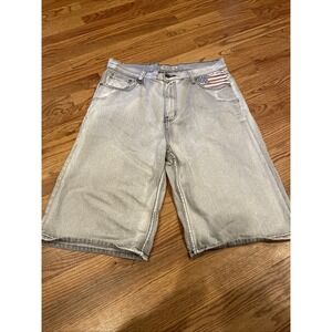 Old Skool Men's Jean Shorts American Flag Size 36 Baggy Y2K Grunge Skater Style